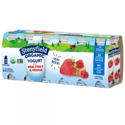 Stonyfield Organic Very Berry Kids' Yogurt Drinks, 3.1 fl oz, 12 Count