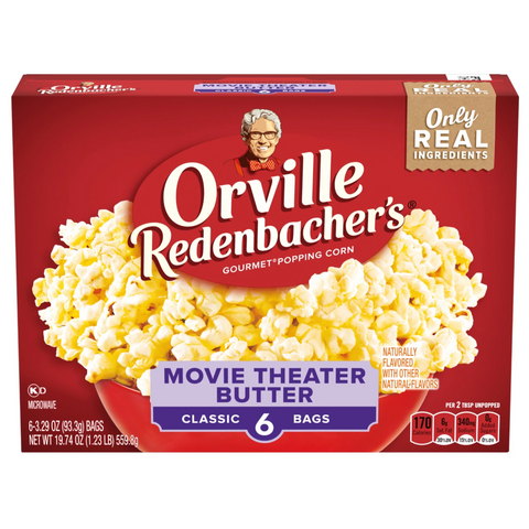 Orville Redenbacher’s Movie Theater Butter Popcorn, Microwave Popcorn, 6 Count