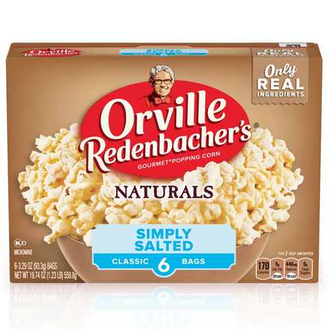 Orville Redenbacher’s Naturals Simply Salted Popcorn, Microwave Popcorn, 6 Count