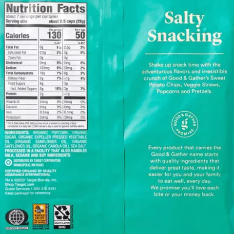 Good & Gather Organic Sweet & Salty Kettle Corn, 7oz