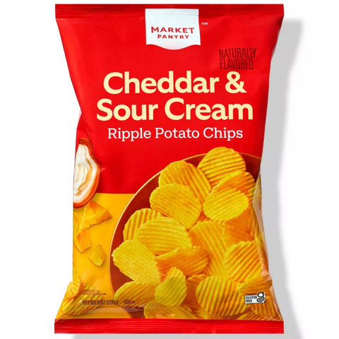 Market Pantry™ Naturally Flavored Cheddar and Sour Cream Ripple Potato Chips, 8oz