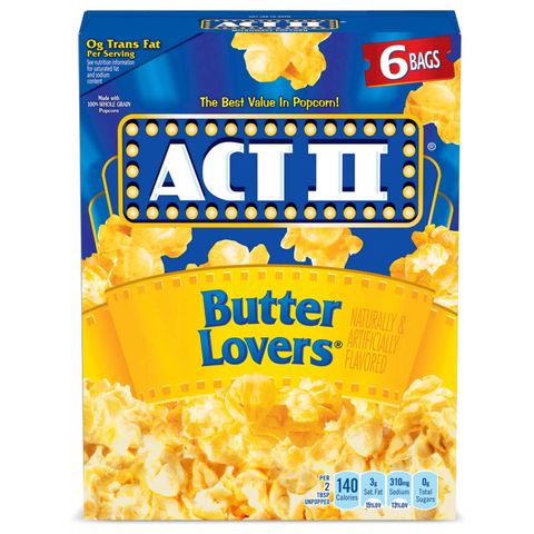 Act II Butter Lovers Microwave Popcorn, 2.75 oz, 6 Count