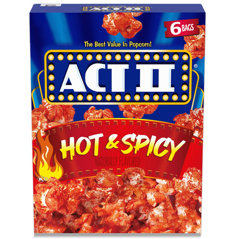 Act II Hot and Spicy Flavor Microwave Popcorn, 12.7 oz, 6 Count