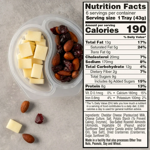 Sargento Balanced Breaks White Cheddar Cheese, Roasted Almonds, Dried Cranberries, 6 Ct