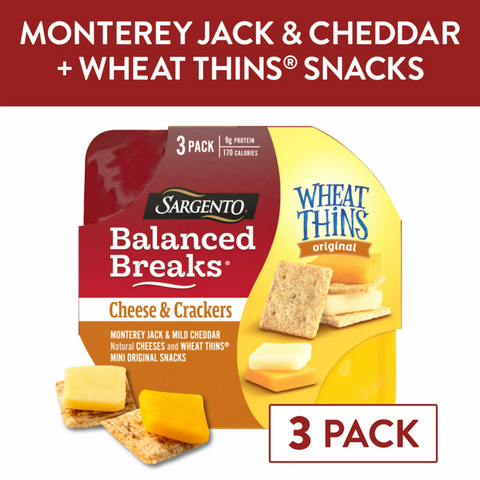 Sargento Balanced Breaks Monterey Jack & Mild Cheddar Cheese, WHEAT THINS Minis, 3 Ct