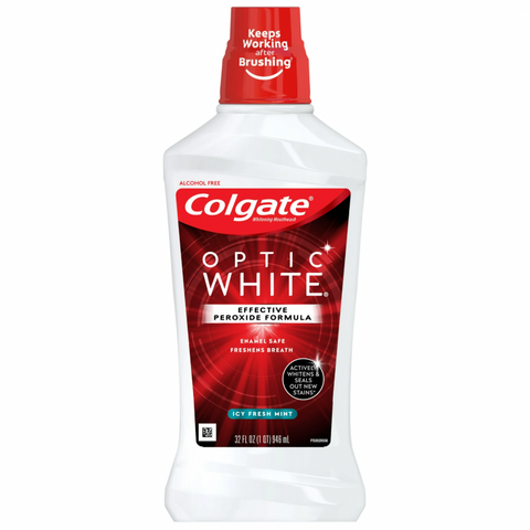 Colgate Optic White Whitening Mouthwash, Fresh Mint, 32 fl oz