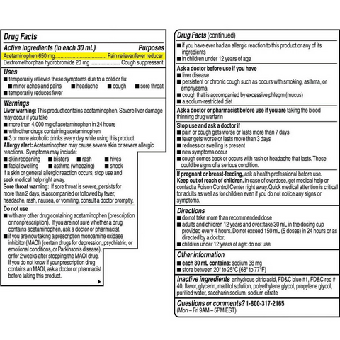 Coricidin HBP Cold, Cough & Flu Medicine, Sugar Free Day Liquid, Cherry, 12 fl oz