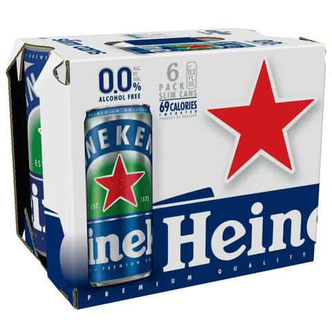 Heineken 0.0 Alcohol Free, 11.2 fl oz Cans, 6 Count