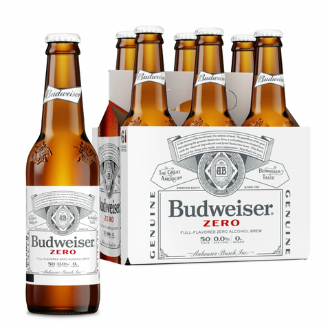 Budweiser Glass Bottles Zero Non-Alcoholic Beer, 6 Pack 12 fl. oz.