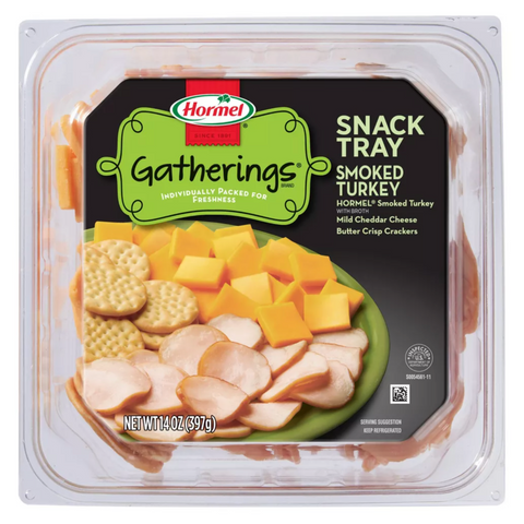 Hormel Gatherings Smoked Turkey, Cheddar Cheese & Crackers Snack Tray, 14oz