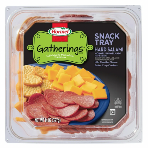 Hormel Gatherings  Hard Salami with Cheese & Crackers Snack Tray, 14oz