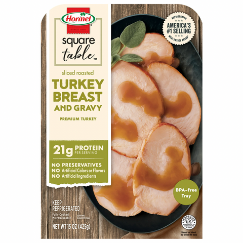 Hormel Square Table Sliced Roasted Turkey Breast & Gravy Refrigerated Entrée, 15 oz