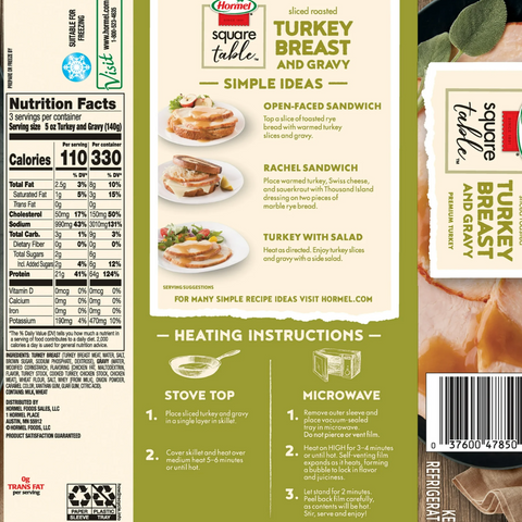 Hormel Square Table Sliced Roasted Turkey Breast & Gravy Refrigerated Entrée, 15 oz