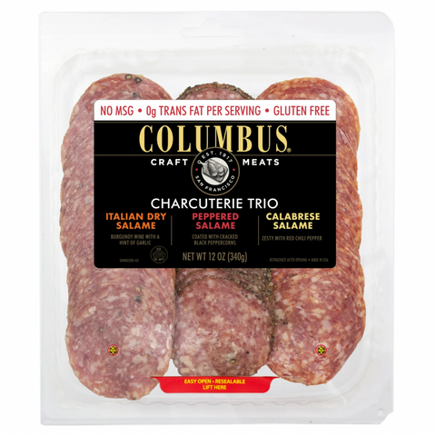 Columbus Salami Trio, Refrigerated Sliced Charcuterie Meat, 12 oz