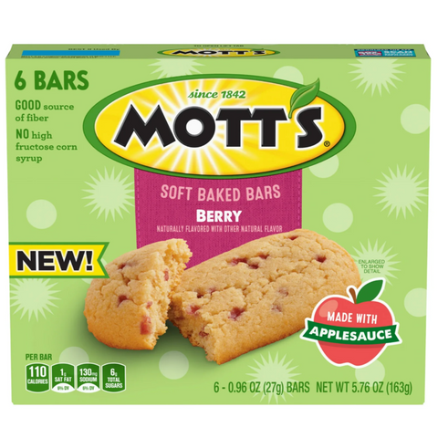 Mott's Soft Baked Bars, Berry, Made With Applesauce, 5.76 oz, 6 Count