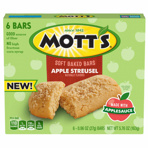 Mott's Soft Baked Bars, Apple Streusel, Made With Applesauce, 5.76 oz, 6 Count