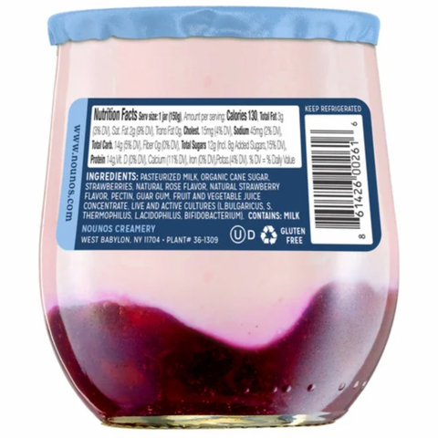 Nounos Greek Yogurt, Strawberry Rose, 5.3 oz