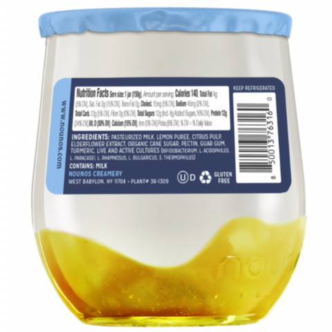 Nounos Greek Yogurt, Lemon Elderflower, 5.3 oz