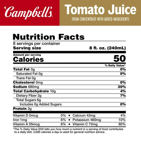 Campbell’s 100% Tomato Juice, 64 fl oz