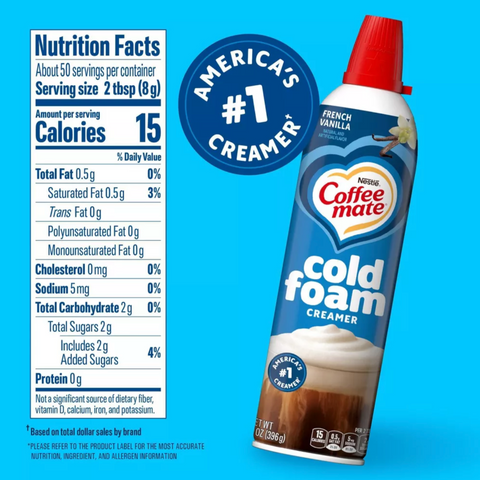 Coffee Mate Cold Foam French Vanilla Coffee Creamer, 14 fl oz