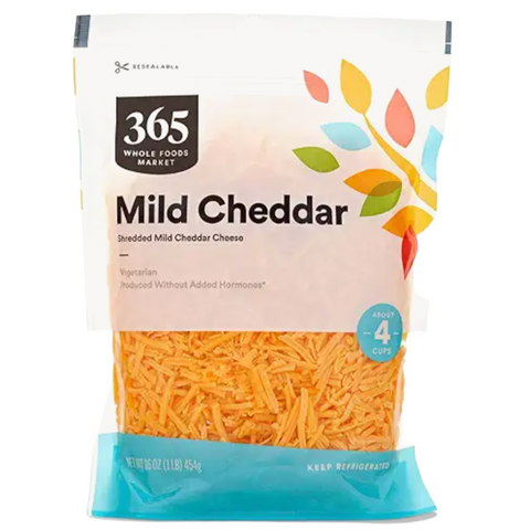 365 Shredded Mild Cheddar Cheese, 16 oz