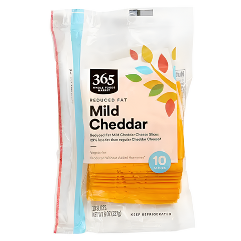 365 Reduced Fat Mild Cheddar Cheese Slices, 10 Count