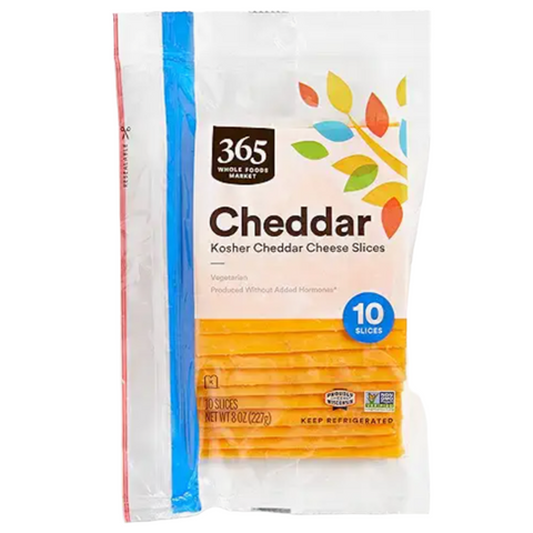 365 Sliced Kosher Cheddar Cheese, 10 Count