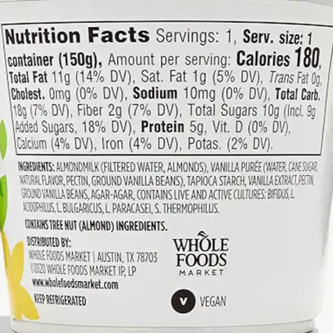 365 Non-Dairy Almondmilk Yogurt, Vanilla, 5.3 oz