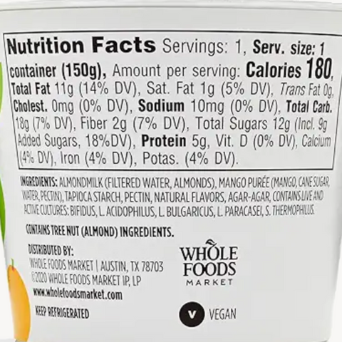 365 Non-dairy Almondmilk Yogurt, Mango, 5.3 oz