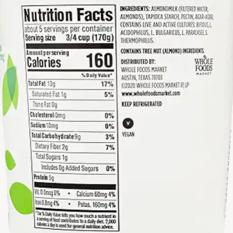 365 Non-Dairy Almondmilk Yogurt, Unsweetened Plain, 32 oz