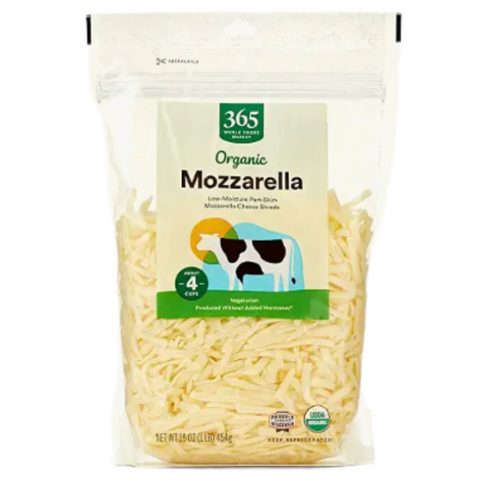 365 Organic Mozzarella Cheese Shreds, 16 oz