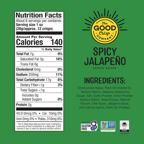 The Good Crisp Potato Chips, Spicy Jalapeno, 5.6 oz