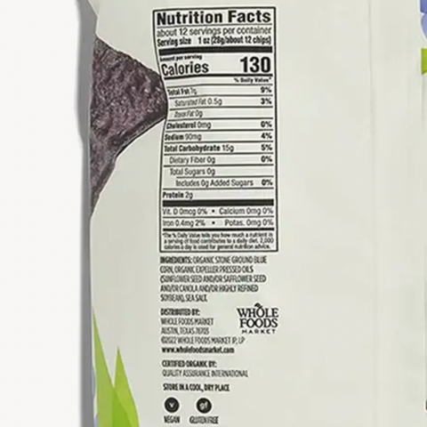 365 Organic Blue Corn Tortilla Chips, 12 oz