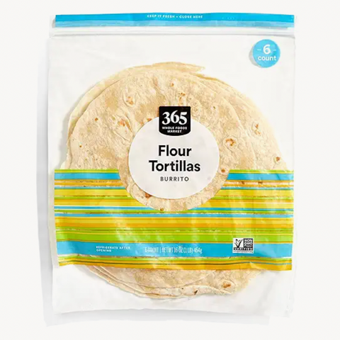 365 Organic Flour Tortillas, Burrito Size, 16 oz, 6 Count