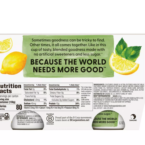Too Good & Co. Meyer Lemon Greek Yogurt, 5.3 oz, 4 Count