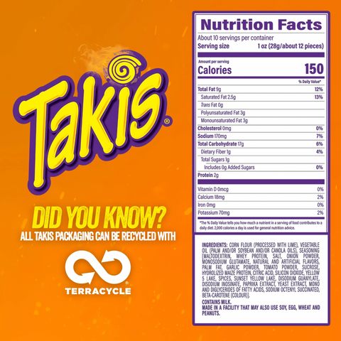 Takis Nacho Xplosion Sharing Size Bag, Cheese and Chili Pepper Rolled Tortilla Chips, 9.9 oz