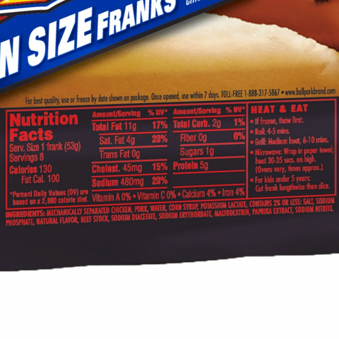 Ball Park Classic Bun Size Hot Dogs, 15 oz, 8 Count