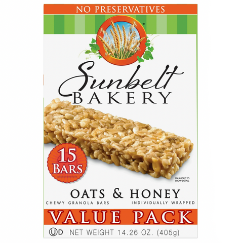 Sunbelt Bakery Chewy Granola Bars, Oats & Honey, 15 Count