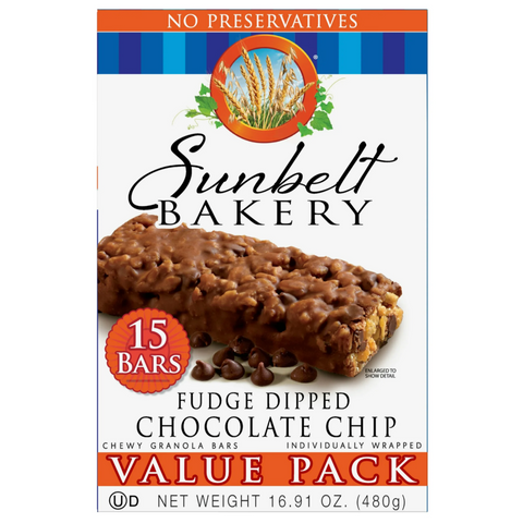 Sunbelt Bakery Chewy Granola Bars, Fudge Dipped Chocolate Chip, 15 Count