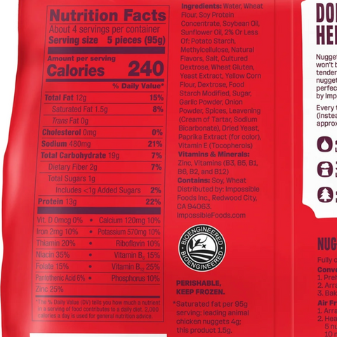 Impossible Foods Chicken Nuggets Meat from Plants, Frozen, Fully Cooked, 13.5 oz