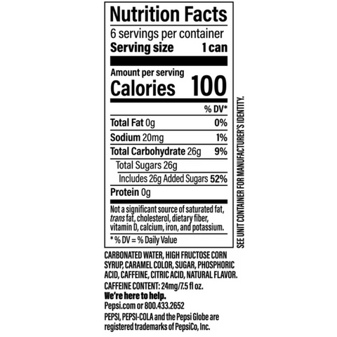 Pepsi Mini Soda Pop Soft Drink, 7.5 fl oz, 6 Count