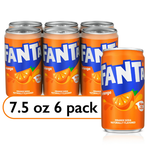 Fanta Orange Mini Soda Pop Soft Drink, 7.5 fl oz, 6 Count