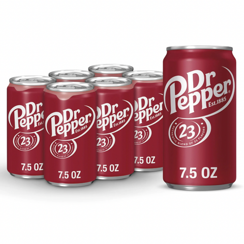 Dr Pepper Mini Soda Pop Soft Drink, 7.5 fl oz, 6 Count