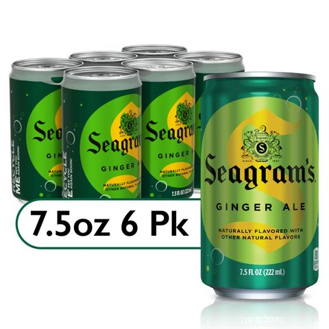 Seagrams Ginger Ale Mini Soda Pop Soft Drink, 7.5 fl oz, 6 Count