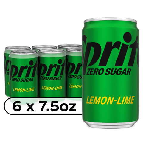 Sprite Zero Sugar Lemon Lime Mini Soda Pop Soft Drink, 7.5 fl oz, 6 Count