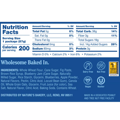 Nature's Bakery Blueberry Fig Bar, 6 Count