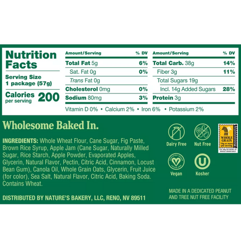 Nature's Bakery Apple Cinnamon Fig Bar, 6 Count