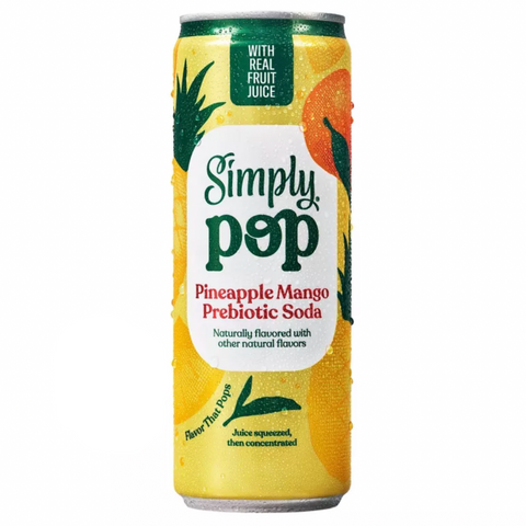 Simply Pop Pineapple-Mango Prebiotic Soda, 12 fl oz