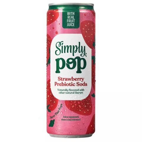 Simply Pop Strawberry Prebiotic Soda, 12 fl oz