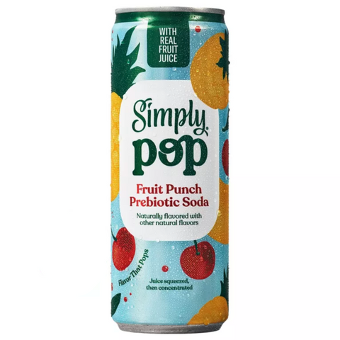 Simply Pop Fruit Punch Prebiotic Soda, 12 fl oz